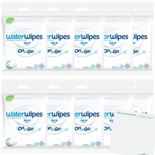 WaterWipes Feuchttücher On the Go VPE (10x10St Packung) + usy Block