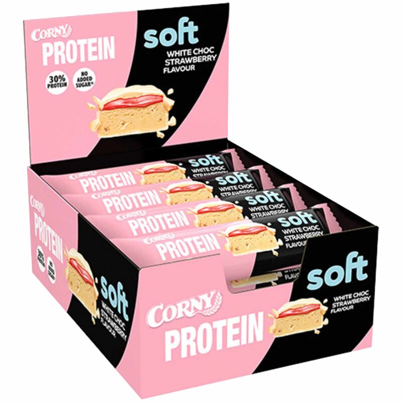Corny Proteinriegel Soft White Choc Strawberry 12 Riegel (540g Karton