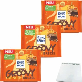 Ritter Sport Vielfalt Groovy Crunchy Brezel 3er Pack (3x100g Tafel) + usy Block