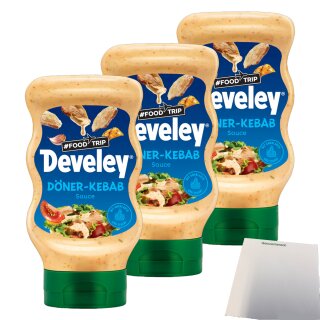 Develey Foodtrip-Sauce Döner Kebab 3er Pack (3x300ml Flasche) + usy Block