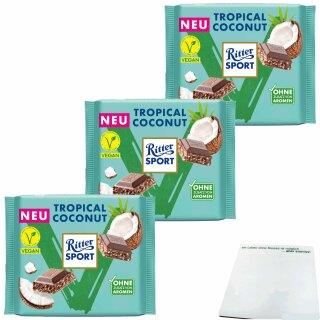 Ritter Sport Tropical Coconut 3er Pack (3x100g Tafel) + usy Block