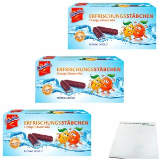 DeBeukelaer Erfrischungsstäbchen Orange-Zitrone-Mix 3er Pack (3x75g Packung) + usy Block