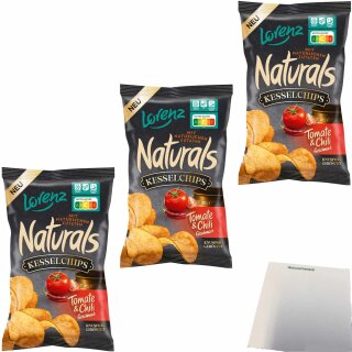 Naturals Kessel Tomate Chili Chips 3er Pack (3x95g Packung) + usy Block