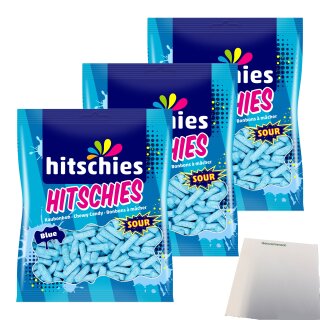 Hitschies Sour Blue 3er Pack (3x140g Beutel) + usy Block