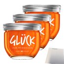 Glück Fruchtaufstrich Pfirsich 3er Pack (3x230g Glas) + usy Block