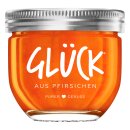 Glück Fruchtaufstrich Pfirsich 3er Pack (3x230g Glas) + usy Block
