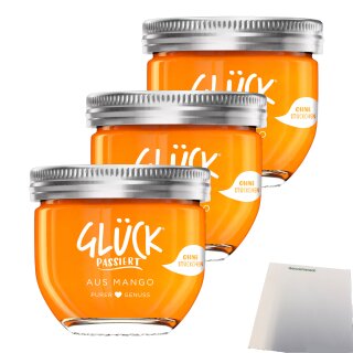 Glück Passiert aus Mango 3er Pack (3x230g Glas) + usy Block