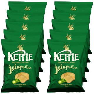 Kettle Chips mit scharfem Jalapeño Geschmack VPE (10x130g Packung)
