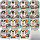 Edeka Cat Feine Happen Pute & Reis Katzenfutter VPE (16X100g Dose) + usy Block