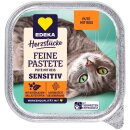 Edeka Cat Feine Happen Pute & Reis Katzenfutter VPE (16X100g Dose) + usy Block