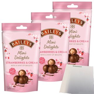 Baileys Schokolade Mini Delights Strawberries & Cream 3er Pack (3x102g Packung) + usy Block