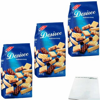 Hans Freitag Desiree Waffelmischung 3er Pack (3x400g Packung) + usy Block