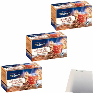 Meßmer Gebrannte Mandeln 20 Teebeutel 3er Pack (3x40g Packung) + usy Block