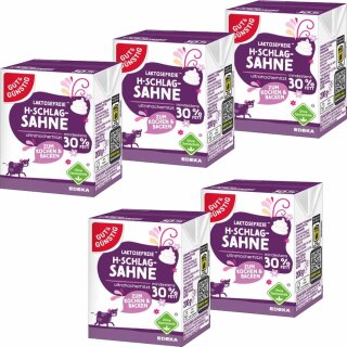 Gut&Günstig Haltbare Schlagsahne 30% Fett laktosefrei 5er Pack (5x200g Packung) Restposten Sonderpreis MHD 20.04.2026