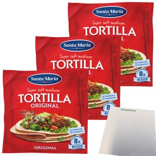 Santa Maria Original Soft Tortillia 3er Pack (3x320g Packung) + usy Block