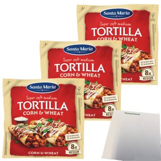 Santa Maria Tortillia Corn & Wheat 3er Pack (3x320g Packung) + usy Block