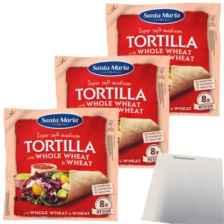 Santa Maria Tortillia Whole Wheat 3er Pack (3x320g Packung) + usy Block
