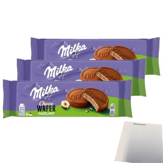Milka Gebäck Choco Wafer Haselnuss 3er Pack (3x150g Packung) + usy Block