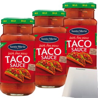 Santa Maria Taco Sauce Mild 3er Pack (220g Glas) + usy Block