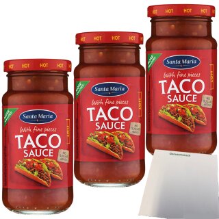 Santa Maria Taco Sauce scharf 3er Pack (3x220g Glas) + usy Block