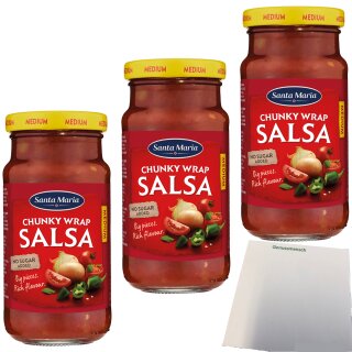 Santa Maria Dip Chunky Salsa Medium 3er Pack (3x220g Glas) + usy Block