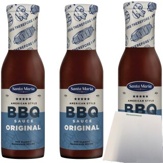 Santa Maria Original Barbecue-Sauce 3er Pack (3x286ml Flasche) + usy Block