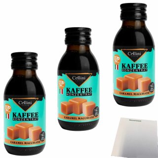 Cellini Kaffeekonzentrat Caramel Macchiato 3er Pack (3x100ml Flasche) + usy Block