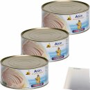 Vigilante Weißer Thunfisch in Pflanzenöl, Atún en aceite vegetal 3er Pack (3x650g Dose ATG) + usy Block