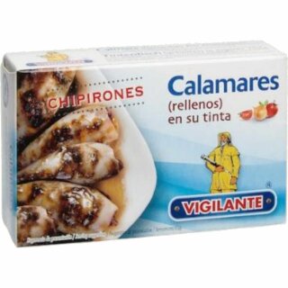 Vigilante Calamares, gefüllte Tintenfischstücke in Pflanzenöl (111g Dose)