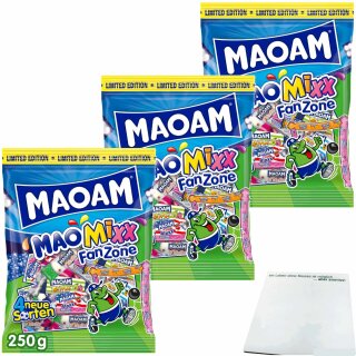 Maoam MaoMixx FanZone 3er Pack (3x250g Beutel) + usy Block