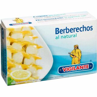 Vigilante Herzmuscheln Natur, Berberechos al natural (115g Dose)