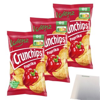 Lorenz Chips Crunchips Paprika 3er Pack (3x150g Packung) + usy Block