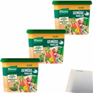 Knorr Würzbasis Gemüse Bouillon für 16l 3er Pack (3x320g Packung) + usy Block
