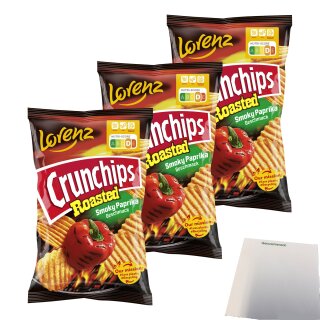 Lorenz Crunchips Roasted Smoky Paprika 3er Pack (3x110g Packung) + usy Block