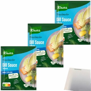 Knorr Feinschmecker Dill Sauce fettarm reicht für ca. 0,25l 3er Pack (3x31g Packung) + usy Block