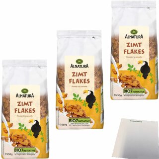 Alnatura Zimt Flakes 3er Pack (3x250g Beutel) + usy Block