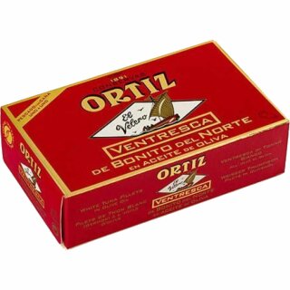 Conservas Ortiz Ventresca de Bonito del Norte, weißer Thunfischbauch in Olivenöl (110g Dose)