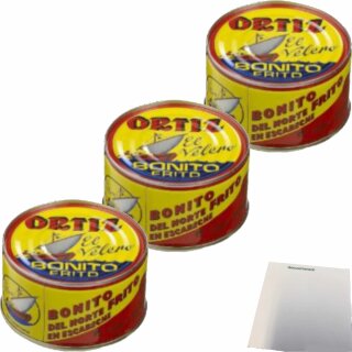 Conservas Ortiz Bonito del Norte, weißer Thunfisch in Escabeche-Marinade 3er Pack (3x112g Dose) + usy Block