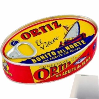 Conservas Ortiz Bonito del Norte, weißer Thunfisch in Olivenöl (112g Dose) + usy Block
