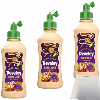 Develey Knoblauch Sauce mit Sesam 3er Pack (3x225ml Flasche) + usy Block