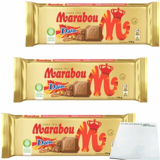 Marabou Schokolade Daim 3er Pack (3x170g Tafel) + usy Block