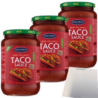 Santa Maria Taco Sauce Party Mild 3er Pack (3x770ml Glas) + usy Block