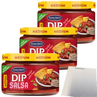 Santa Maria Dip Salsa Medium 3er Pack (245ml Glas) + usy Block