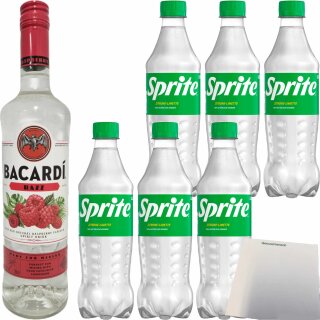 Sprite Bacardi Bundle (1x0,7L Rasberry Rum 6x2L Zitrone/ Limette Limonade) + usy Block