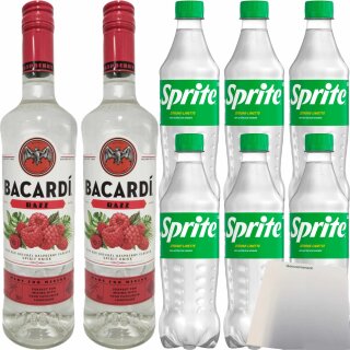 Sprite Bacardi Bundle (2x0,7L Rasberry Rum 6x2L Zitrone/ Limette Limonade) + usy Block