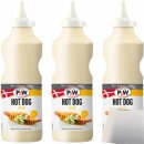 P&W Original Dänischer Hot Dog Senf 3er Pack (3x900g Flasche) + usy Block