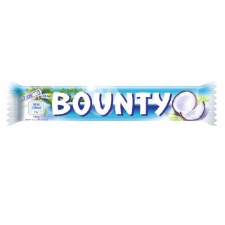 Bounty Riegel Gefüllte Milchschokolade mit saftigem weissem Kokosmark 22er Pack (22x57g Riegel) Sonderpreis MHD 05.04.2026