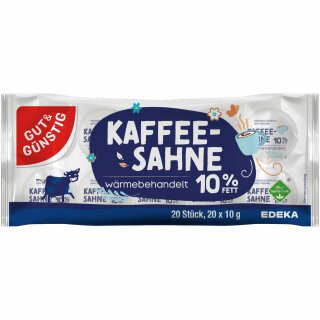G&G Kaffeesahne 10% Fett ohne Gentechnik 15er VPE (300x10g Portionen)