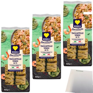 EDEKA Originale Tagliatelle grün 3er Pack (3x500g Packung) + usy Block