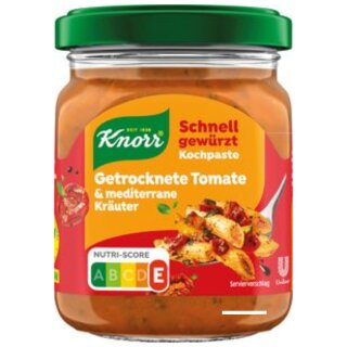 Knorr Schnell gewürzt Kochpaste Getrocknete Tomate & mediterrane Kräuter (165g Glas)